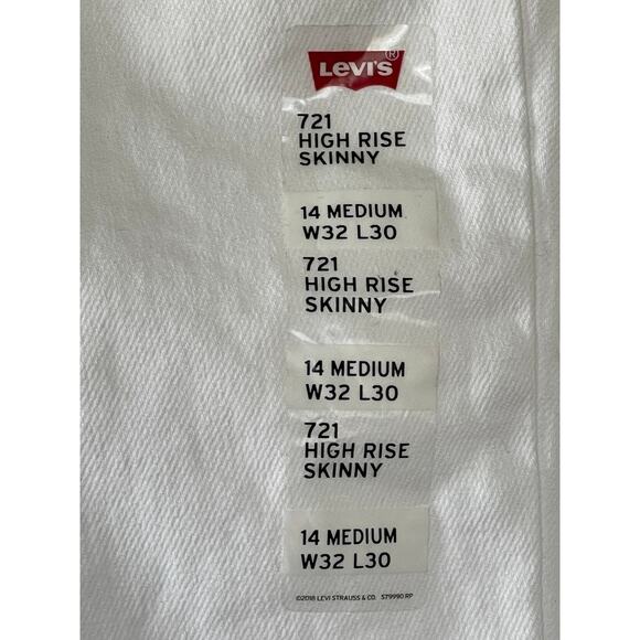 NWT 721 SKINNY WOMEN'S JEANS 32W 30L High Rise White - Picture 5 of 10